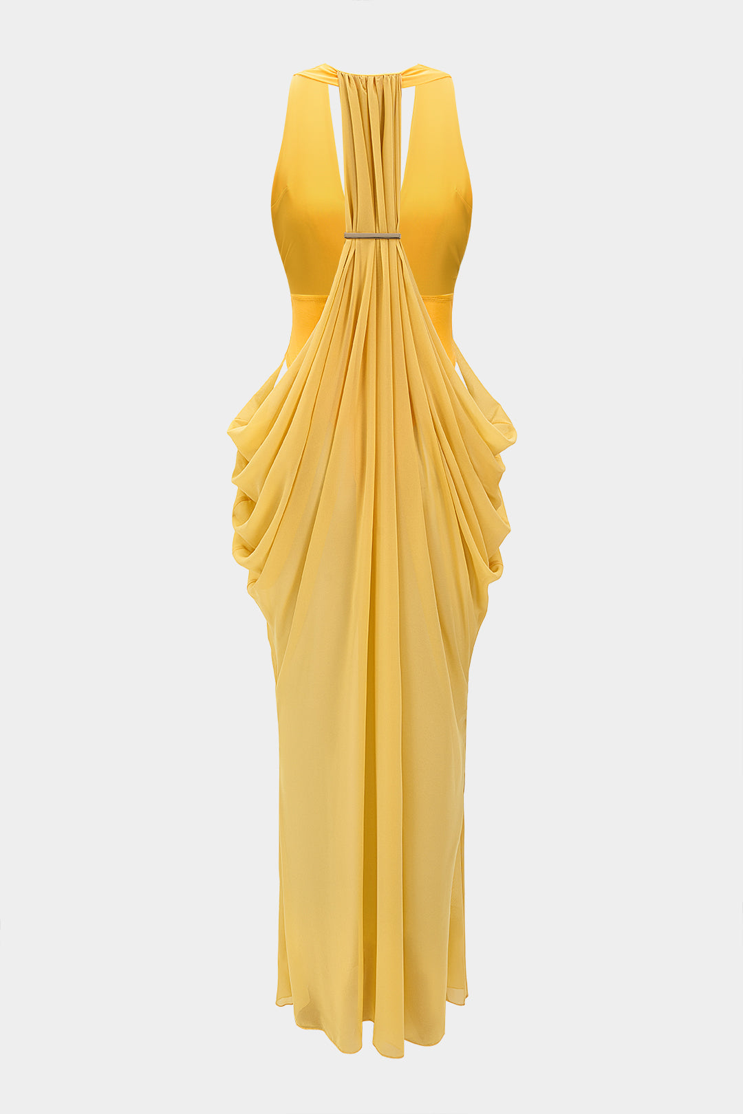 Mesh Patchwork Halter Neck Sleeveless Maxi Dress