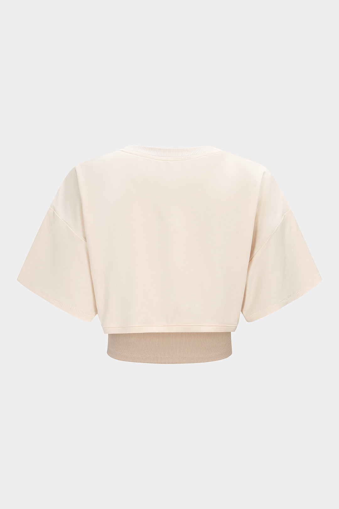 Contrast Asymmetrical Round Neck Two-Piece Short Sleeve Top