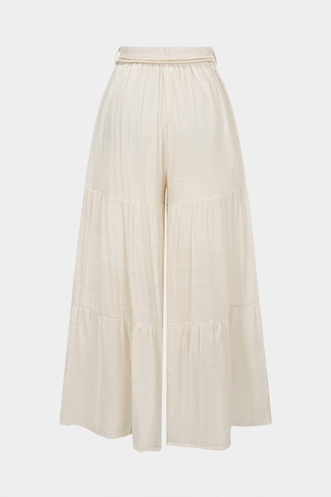 Belted Ruched High Waist Wide Leg Pants