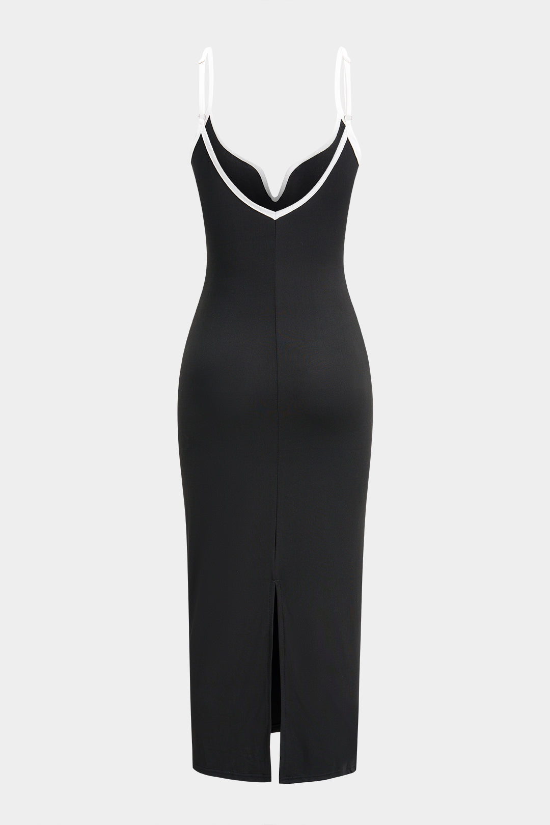 Contrast Binding V-Neck Sleeveless Midi Dress