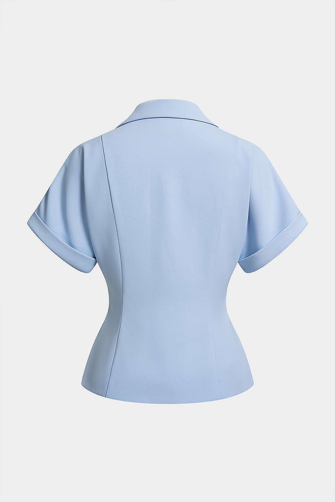 Lapel V-Neck Metallic Short-Sleeve Shirt