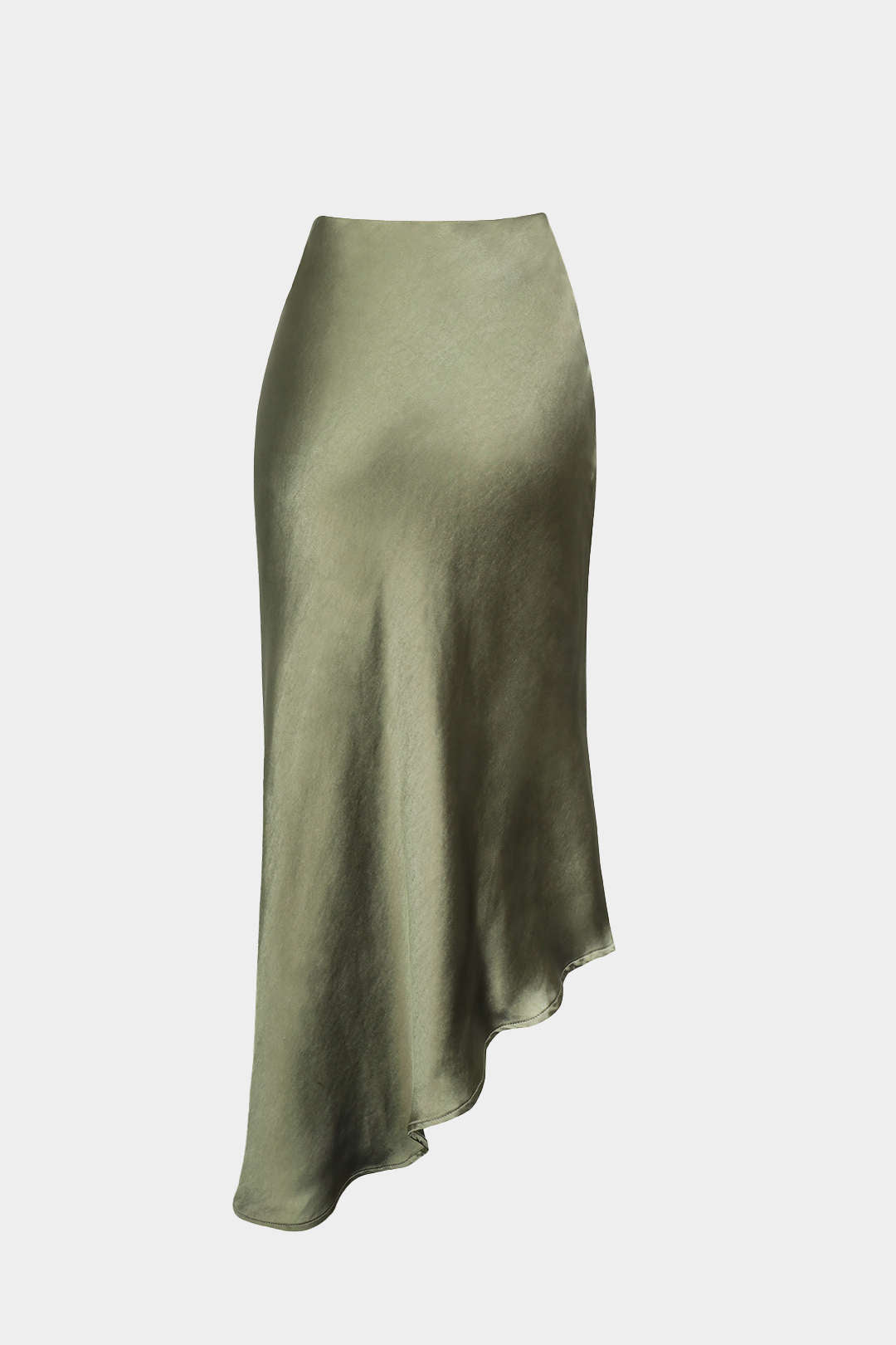 Asymmetric Hem Split Button Decor Skirt