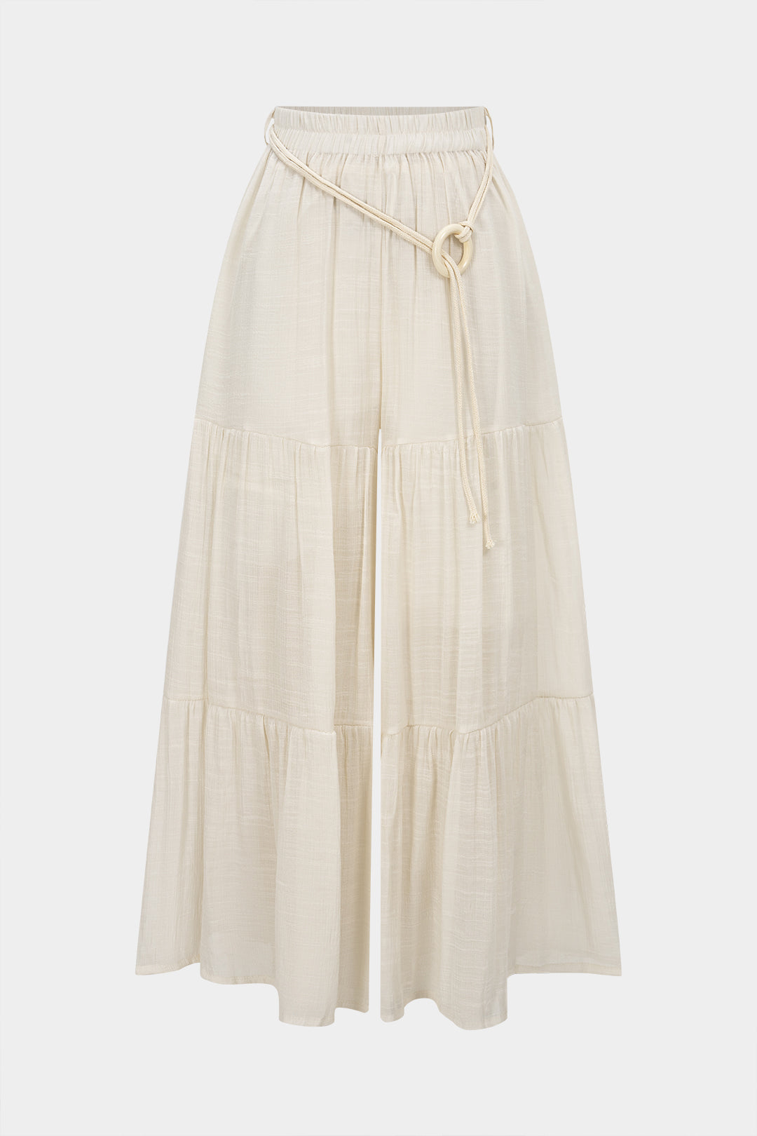 Belted Ruched High Waist Wide Leg Pants