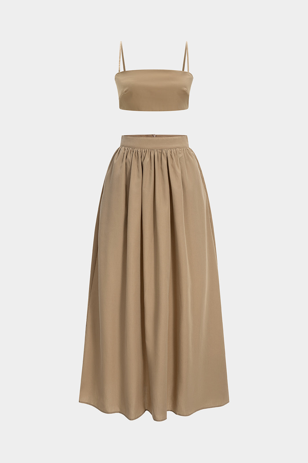 Shirred Cami Top And Ruched Skirt Set