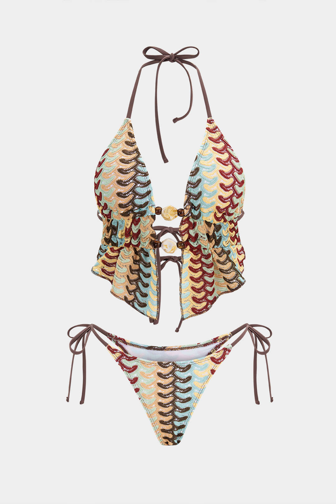 Bohemian Print Tie-Up Bikini Set