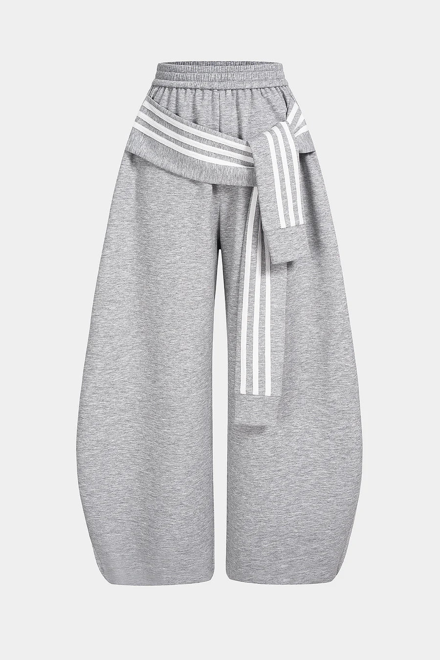 Contrast Striped Knotted High Waist Pants
