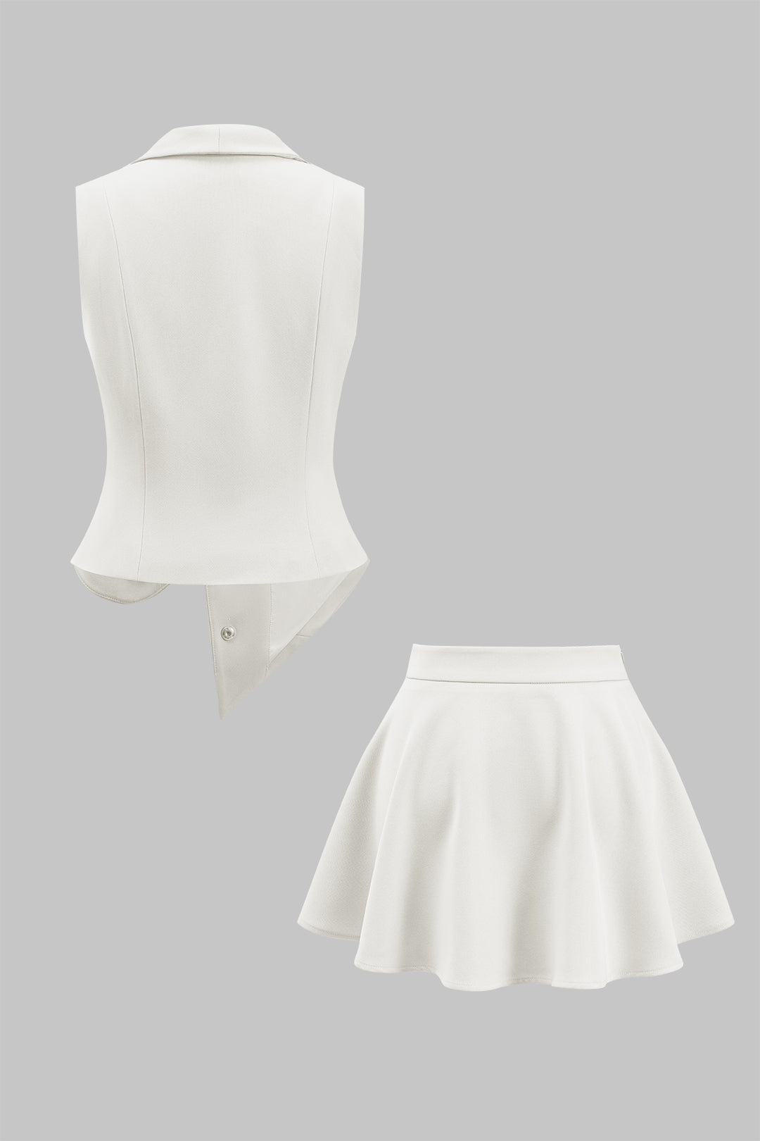 Metallic Asymmetrical Vest And Skirt Set