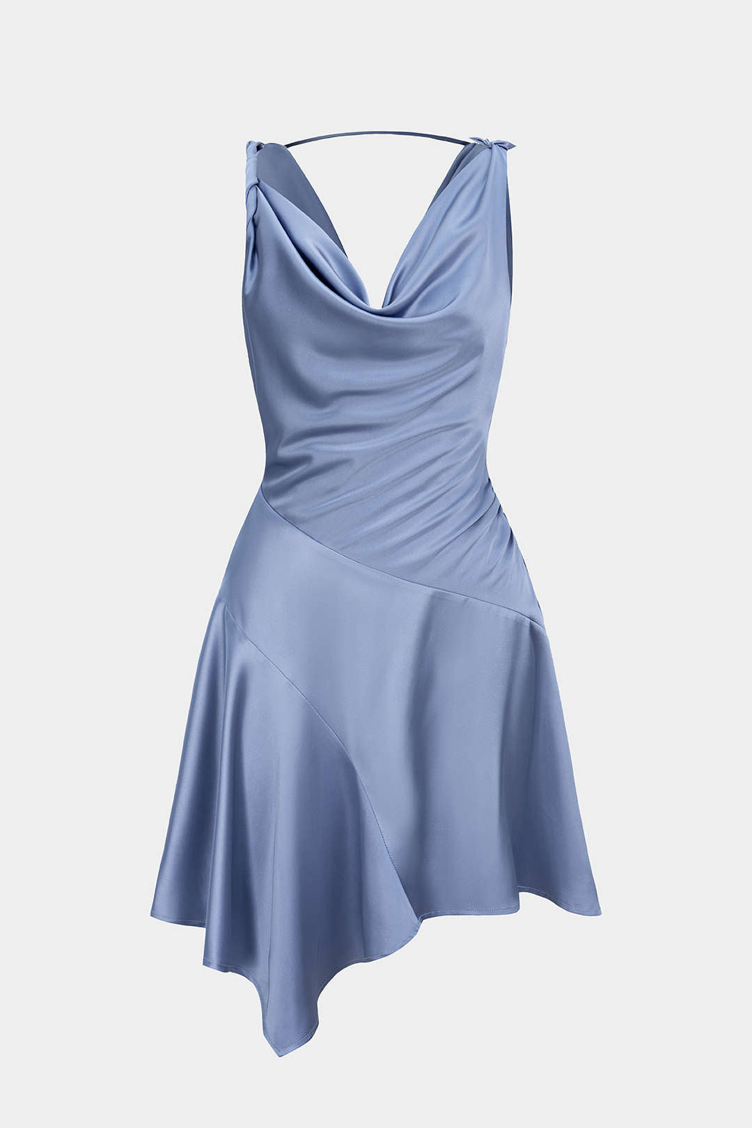 satin asymmetrical sleeveless mini dress Draped Cowl Neck Ruched Beden:40 Women's Black V-Neck Sleeveless Mini Perfect for any homecoming