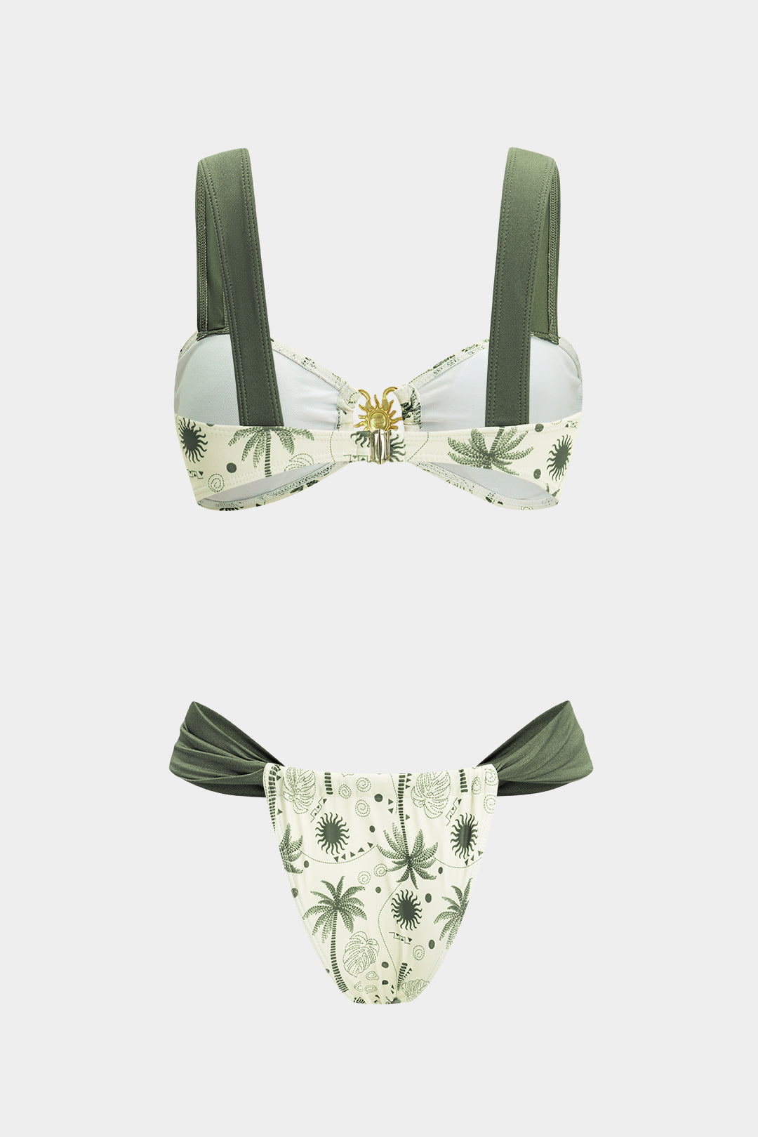 Contrast Coconut Palm Print Bikini Set