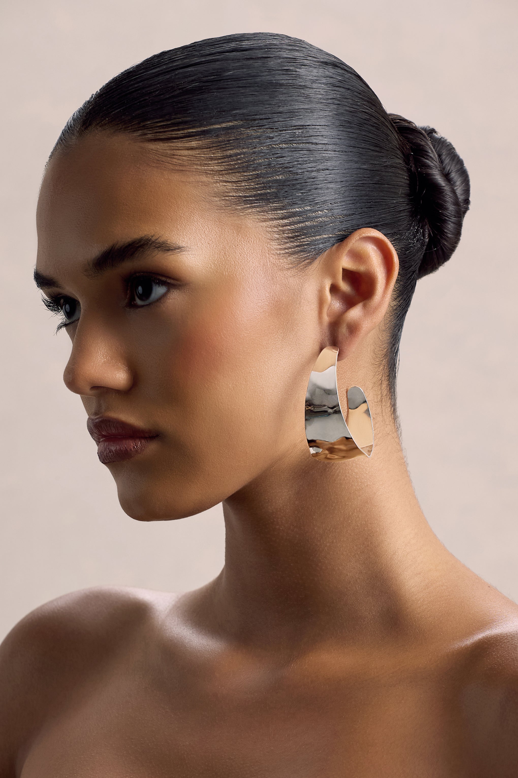 Splendor | Silver Textured Chunky Hoop Earrings