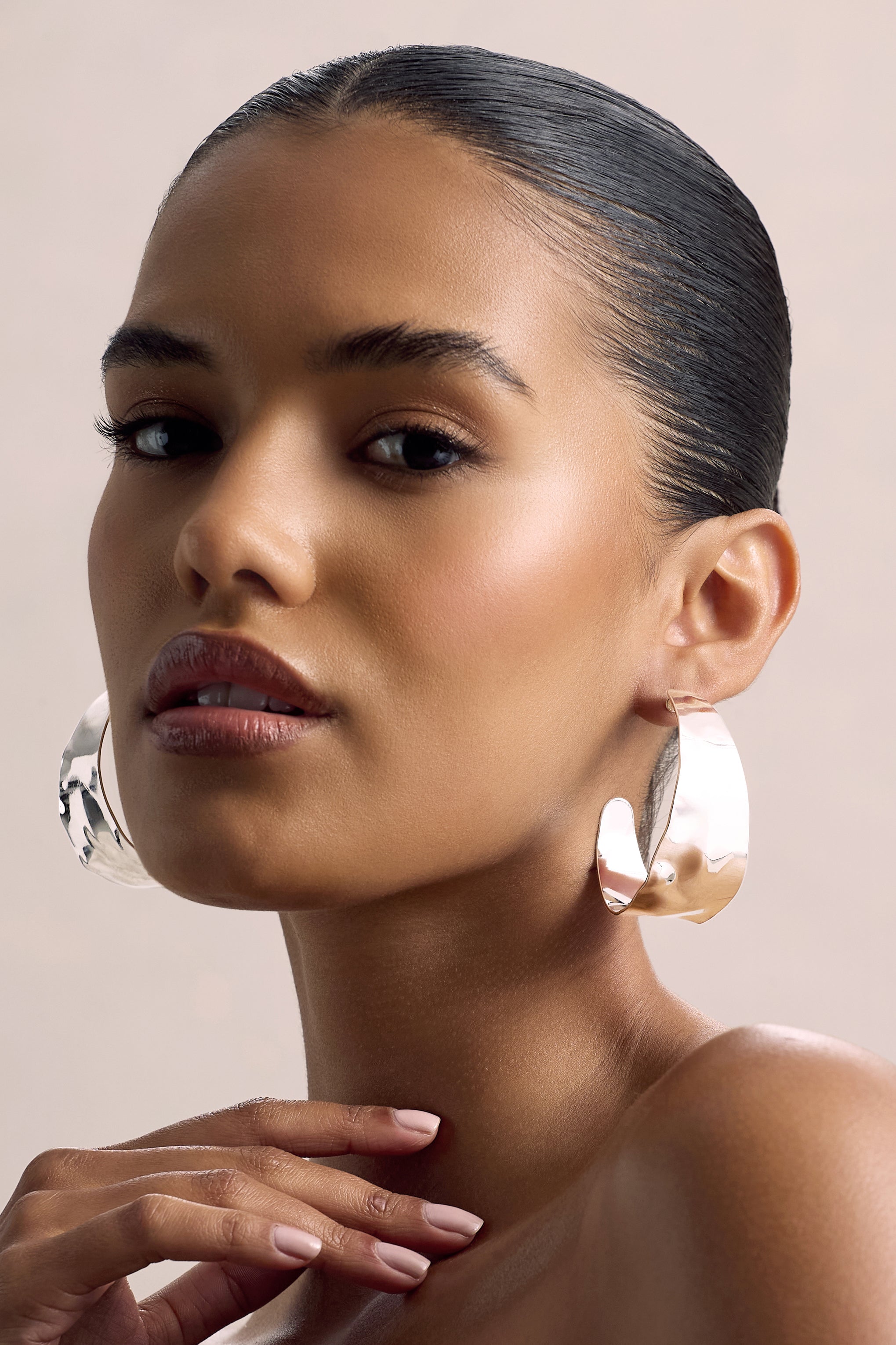 Splendor | Silver Textured Chunky Hoop Earrings