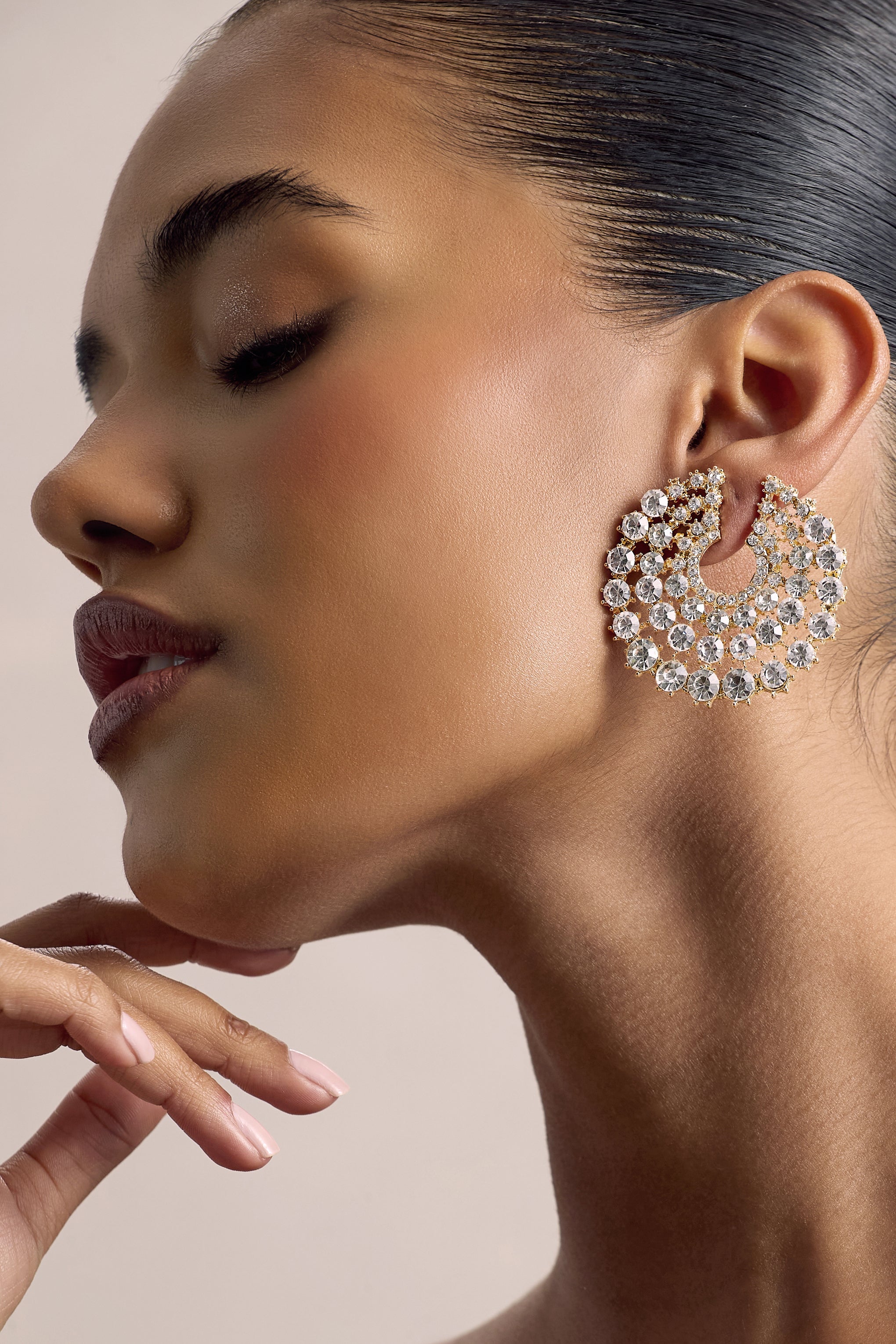 Sparkler | Gold Diamante Statement Circle Earrings