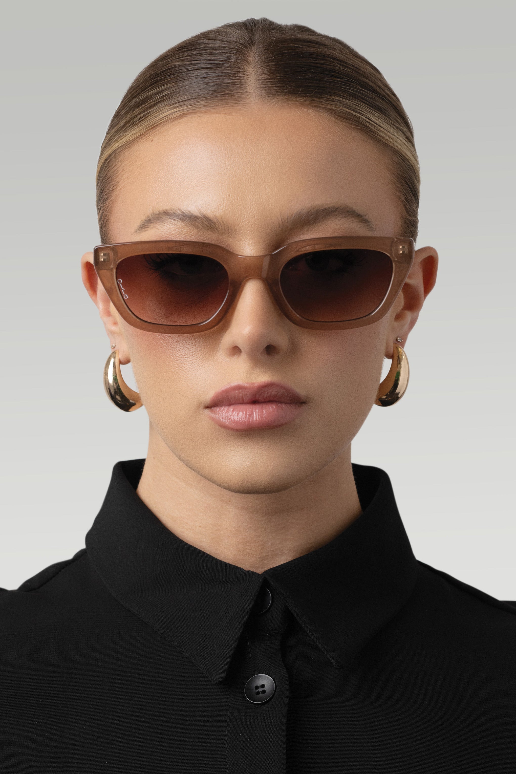 Nove | Otra Brown Slim Rounded Cat Eye Sunglasses