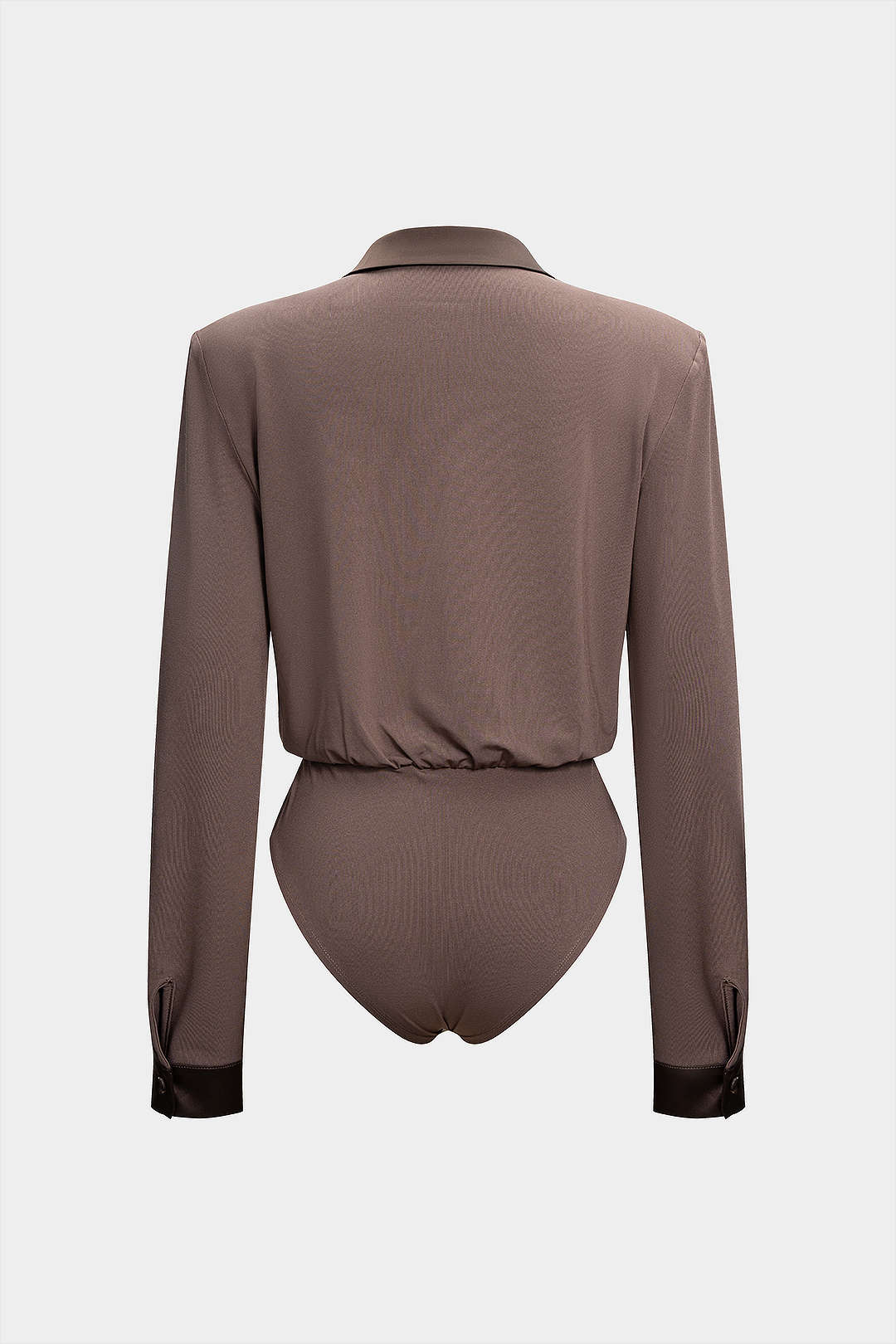 Patchwork Satin Collar Long Sleeve Bodysuit