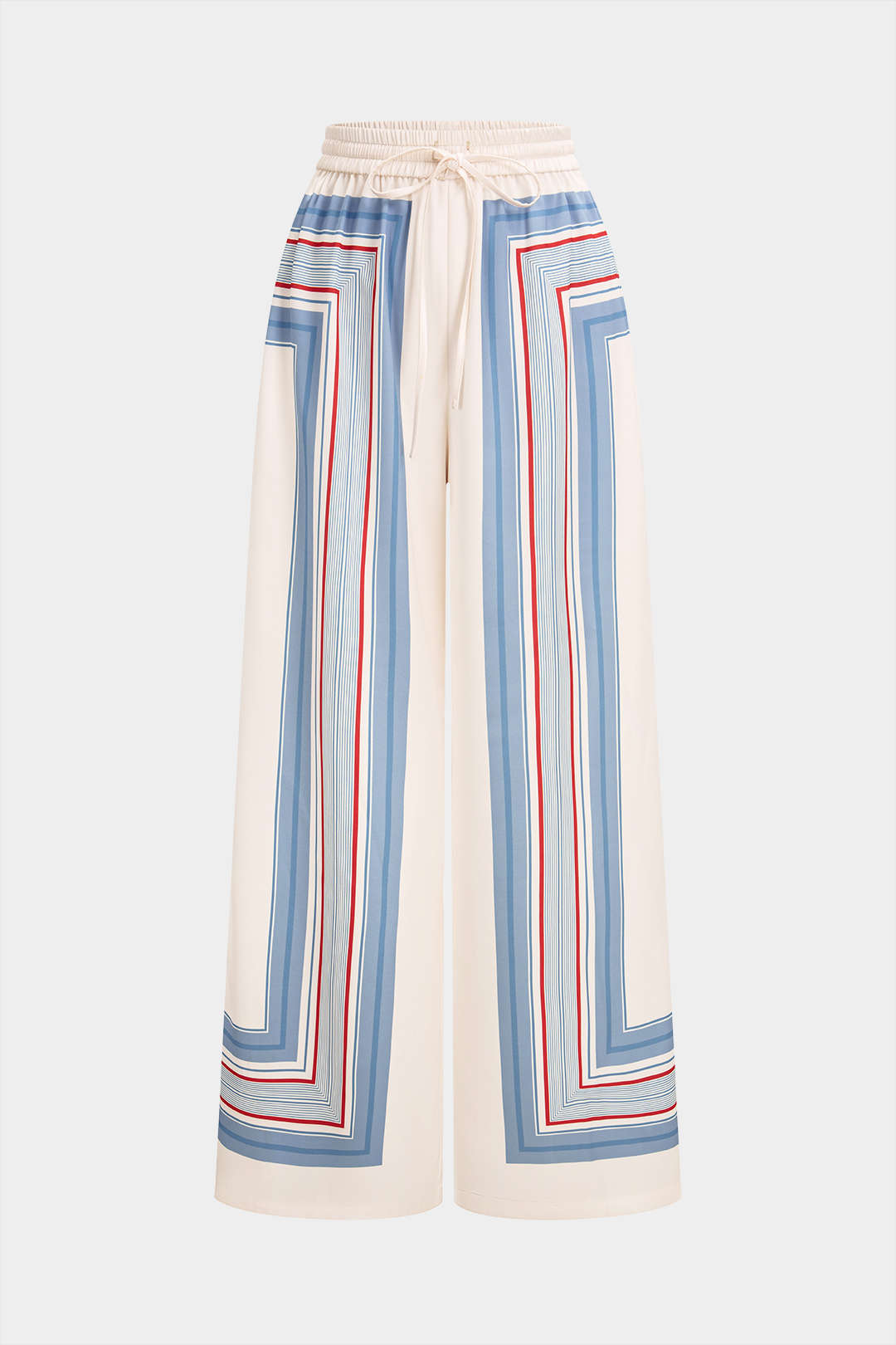 Geometric Print Drawstring Waistband WIde Leg Pants