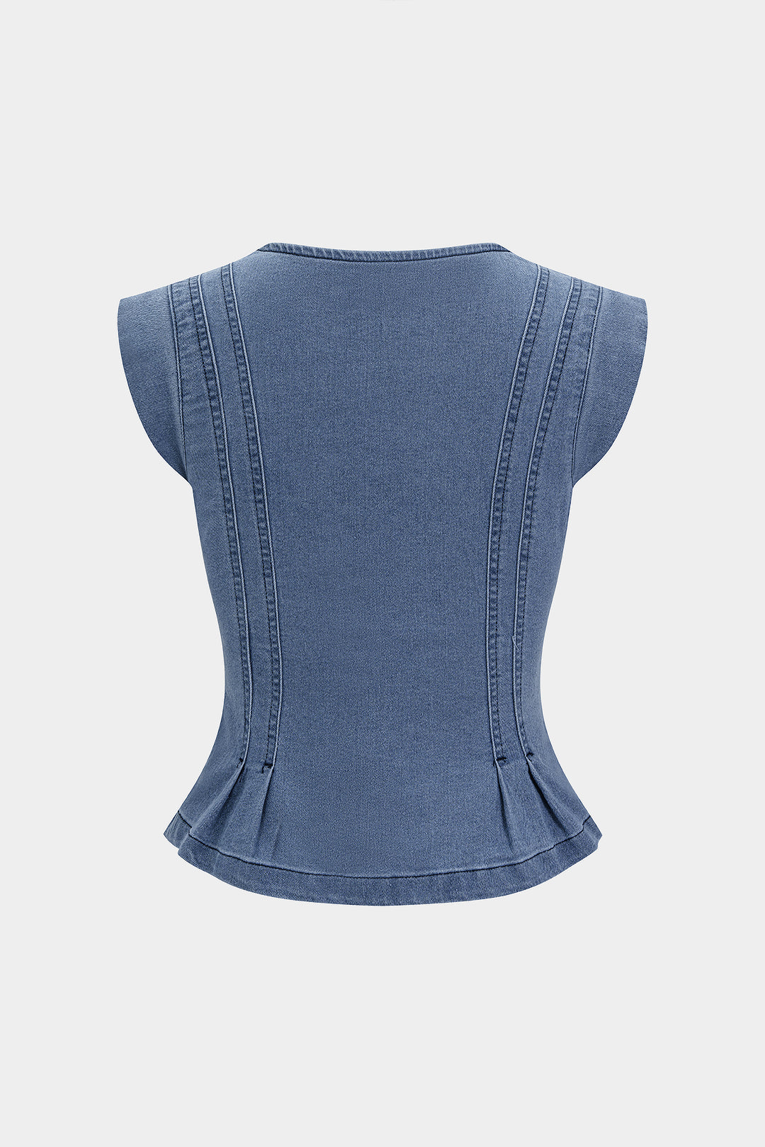Denim V-Neck Ruched Tank Top