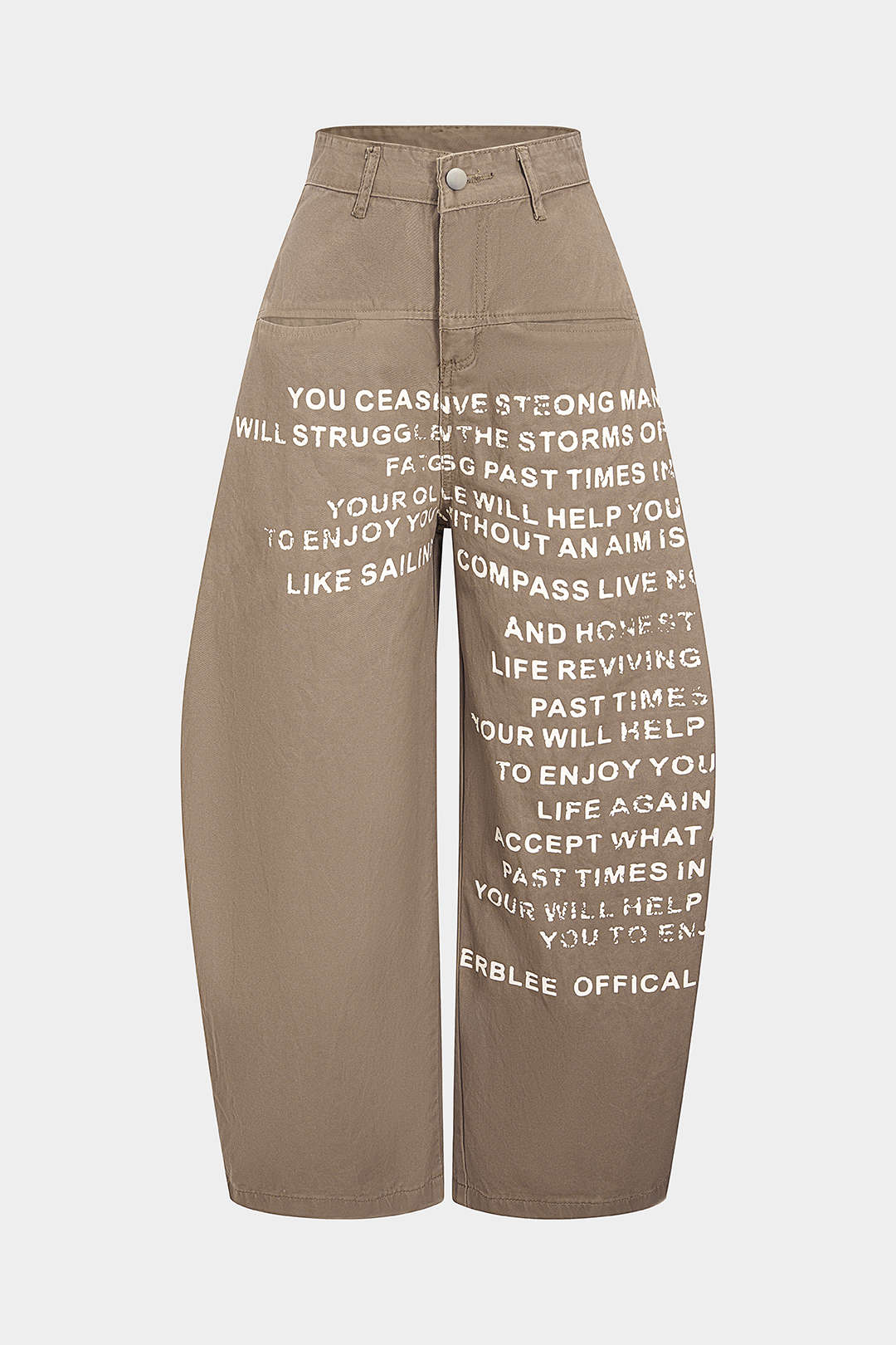 Letter Print Straight Leg Barrel Jeans