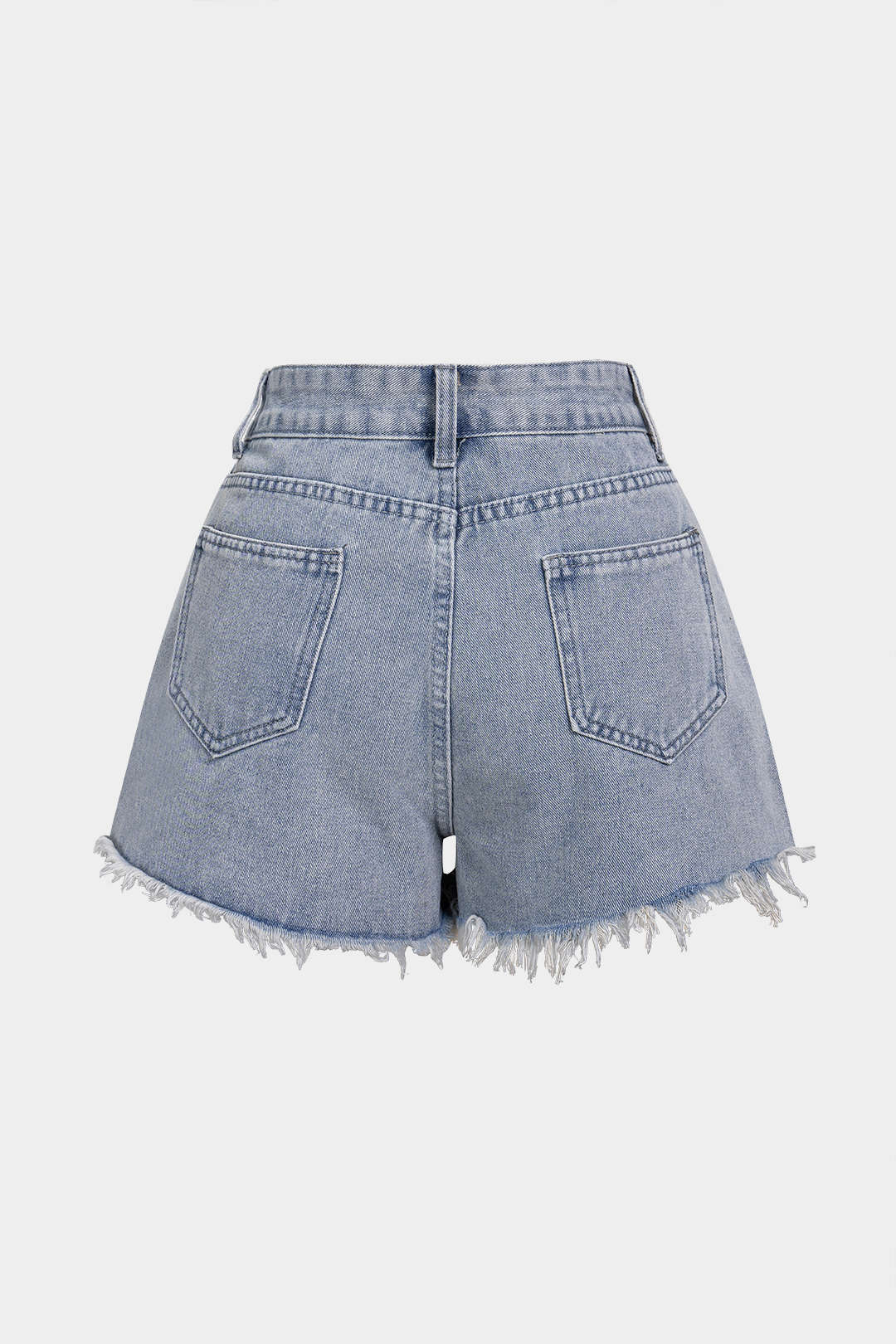 Denim Ripped Rhinestone Asymmetrical Shorts
