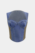 Denim Bustier Patchwork Top