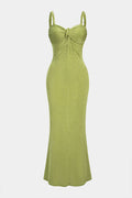 Twist Knot Ruched Sleeveless Maxi Dress