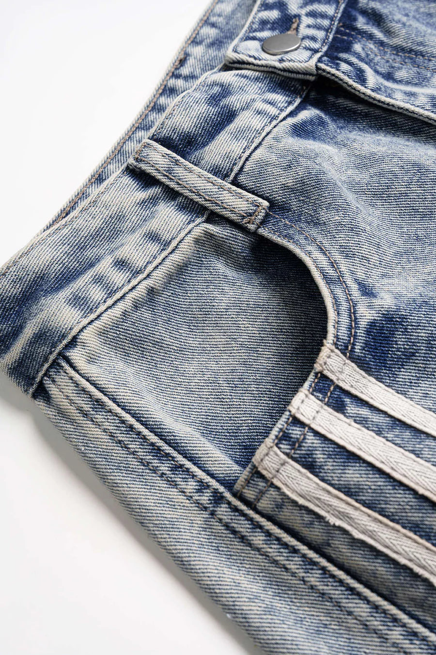 Denim Contrast Stripes Wide Leg Jeans