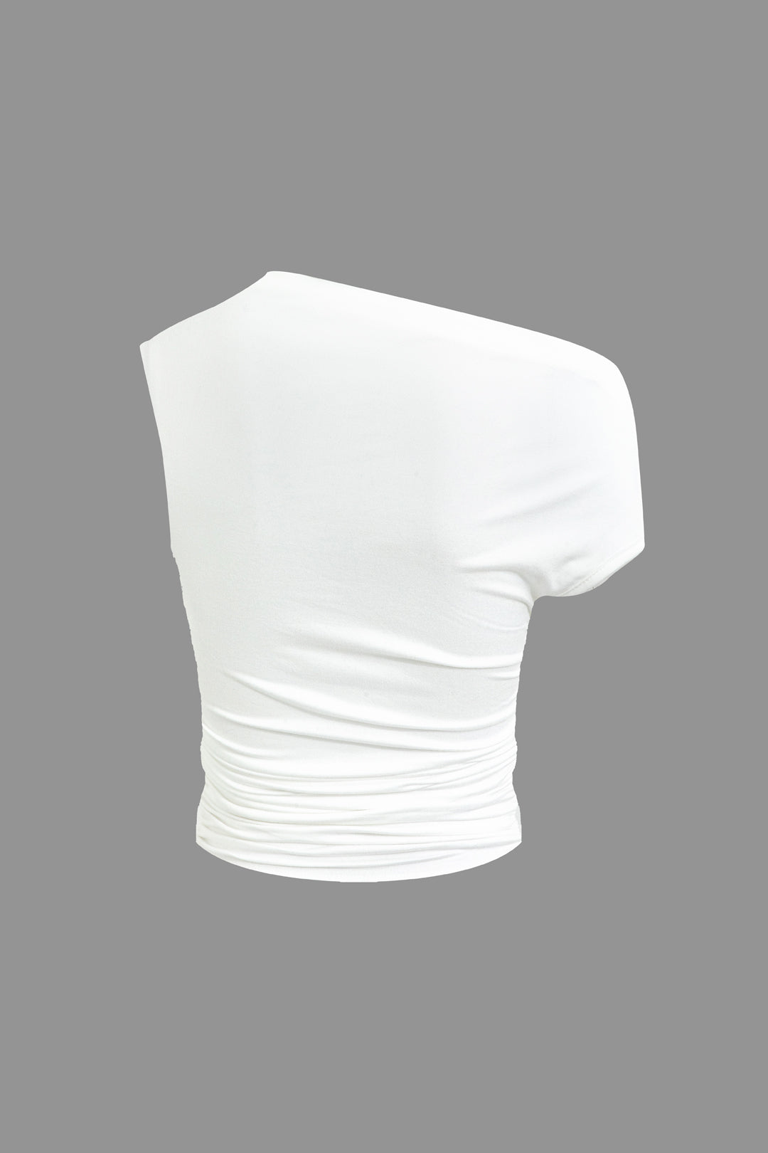 Basic Asymmetrical Ruched Crop Top And Tie Mini Skirt Set