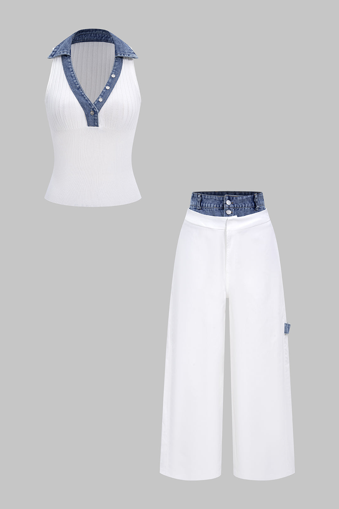 Patchwork V-Neck Tank Top
