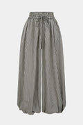 Checkered Print Tie-Up Lantern Trousers