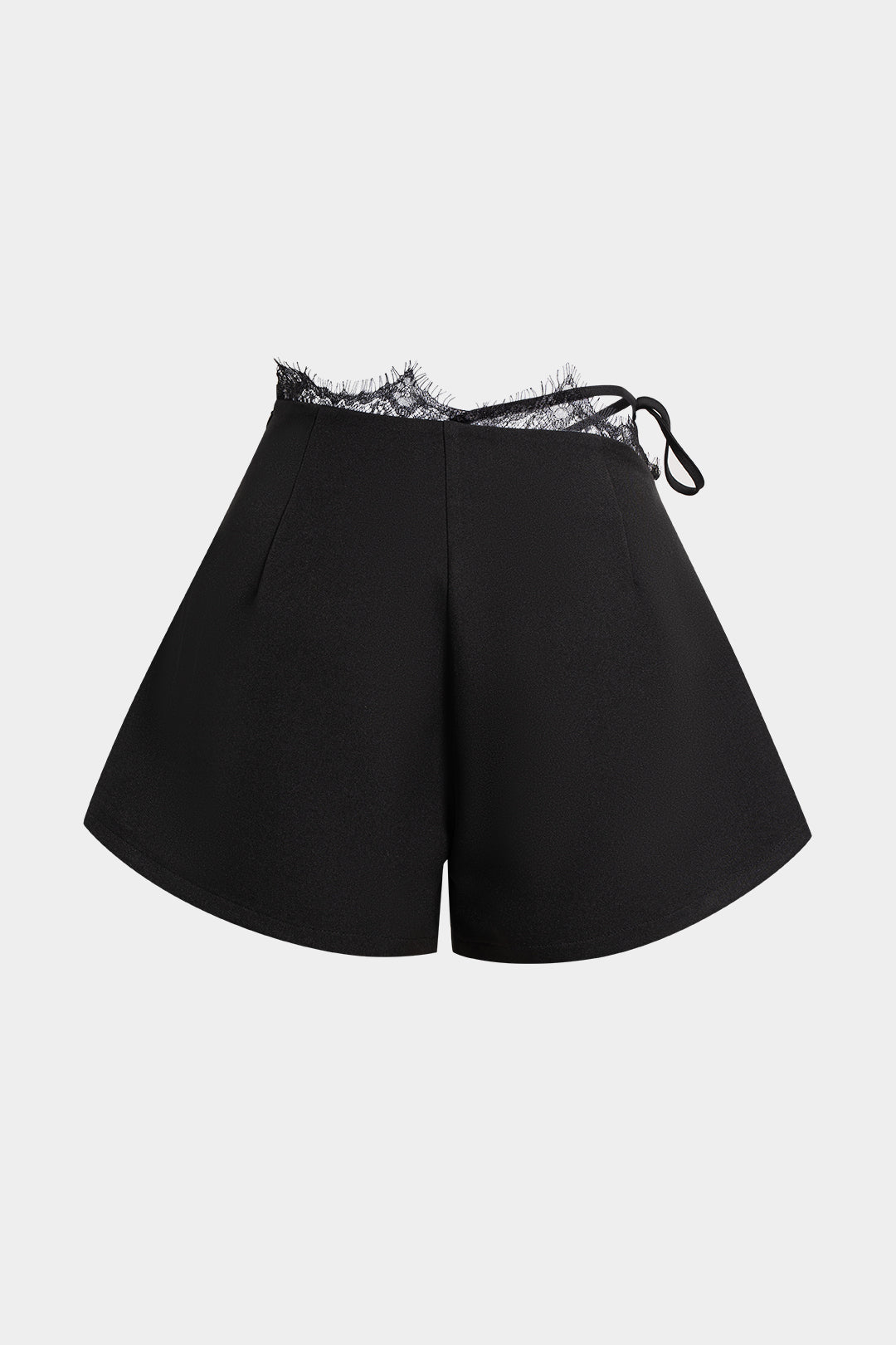 Lace Patchwork Asymmetrical Tie-Up Shorts