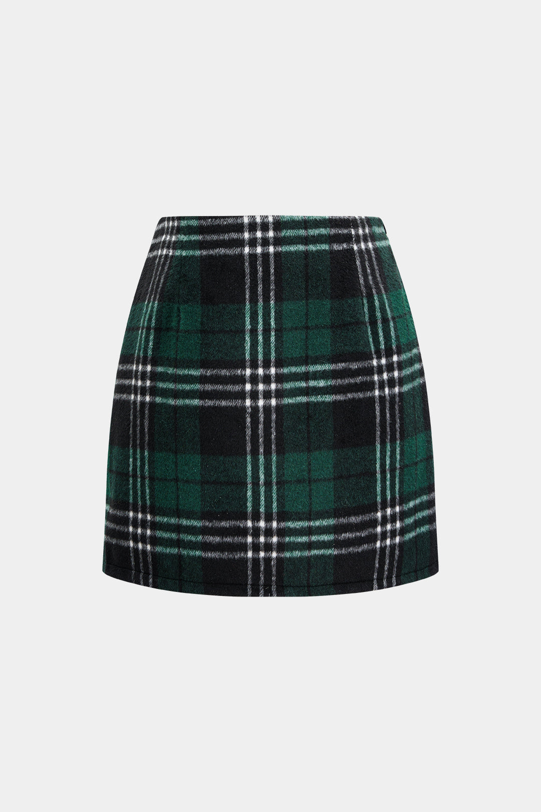 Plaid Print Woolen High Waist Mini Skirt