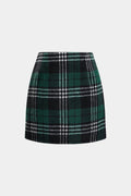 Plaid Print Woolen High Waist Mini Skirt