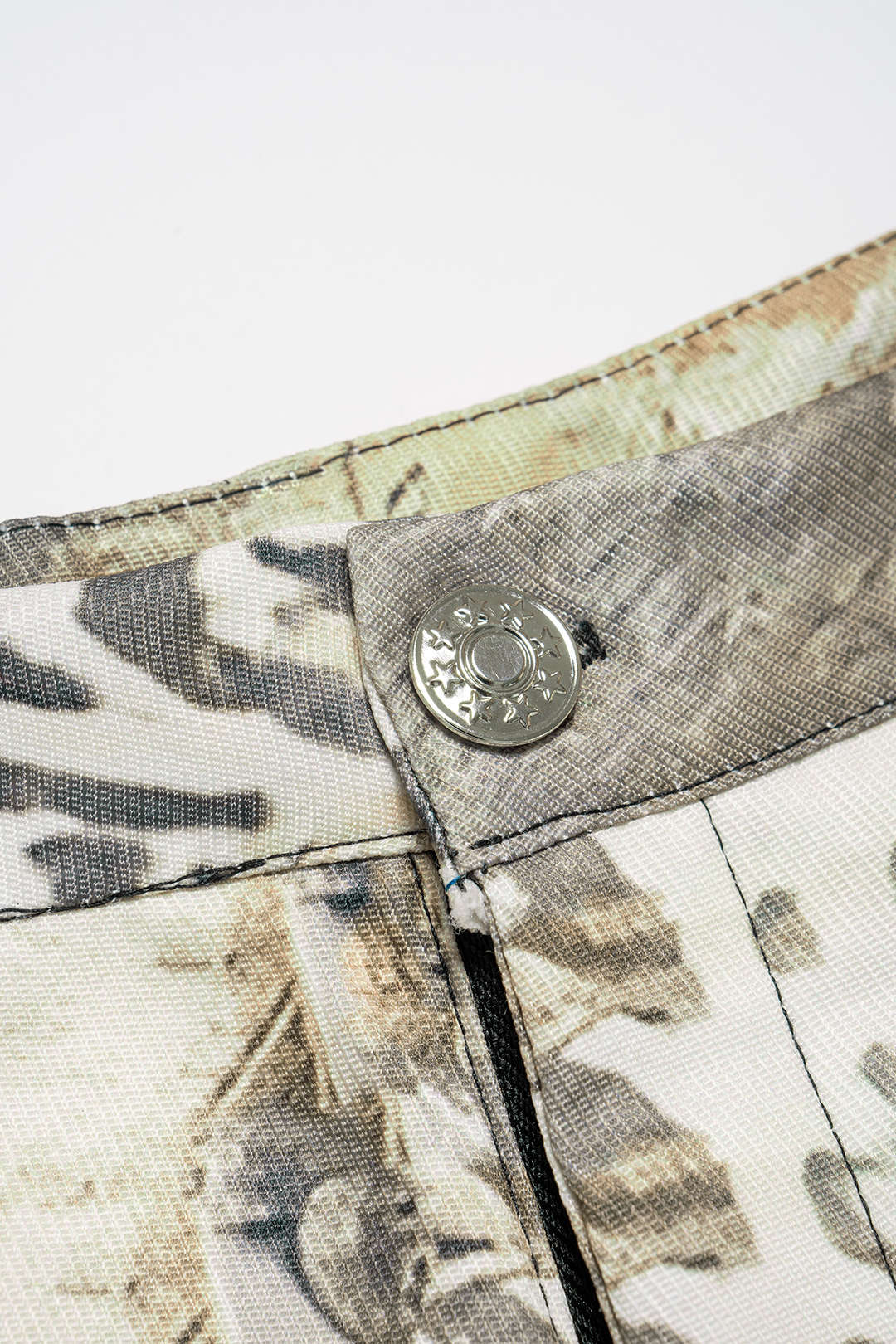 Retro Denim Print Button Wide Leg Pants