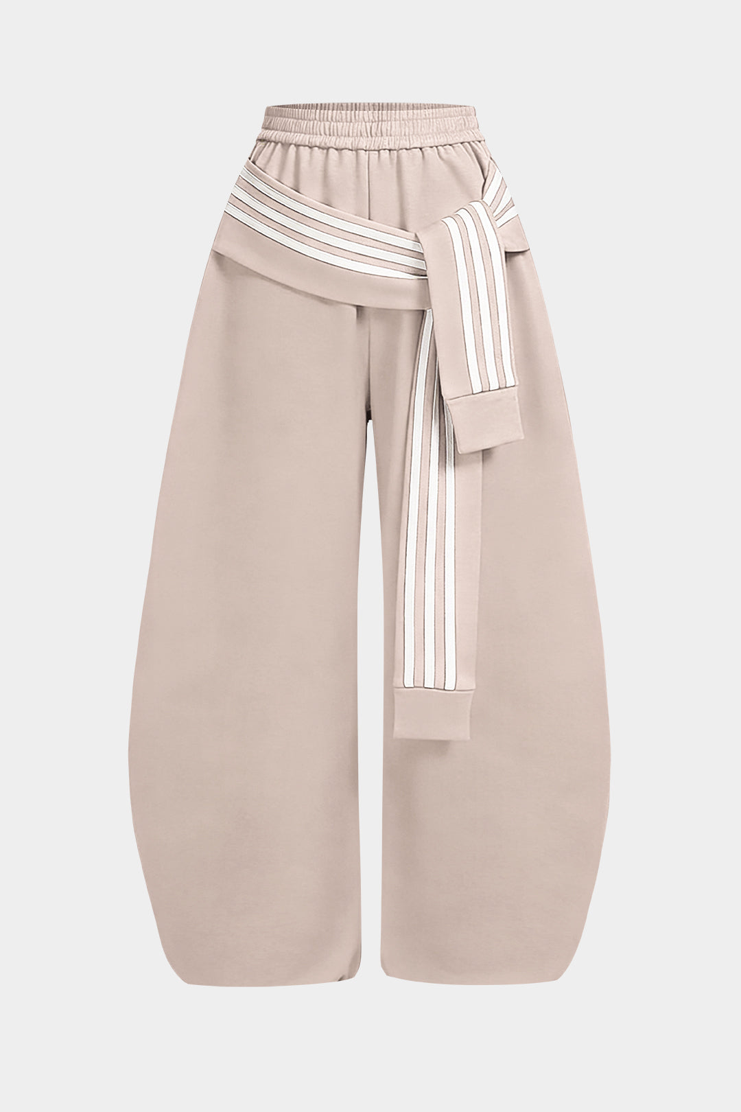 Contrast Striped Knotted High Waist Pants