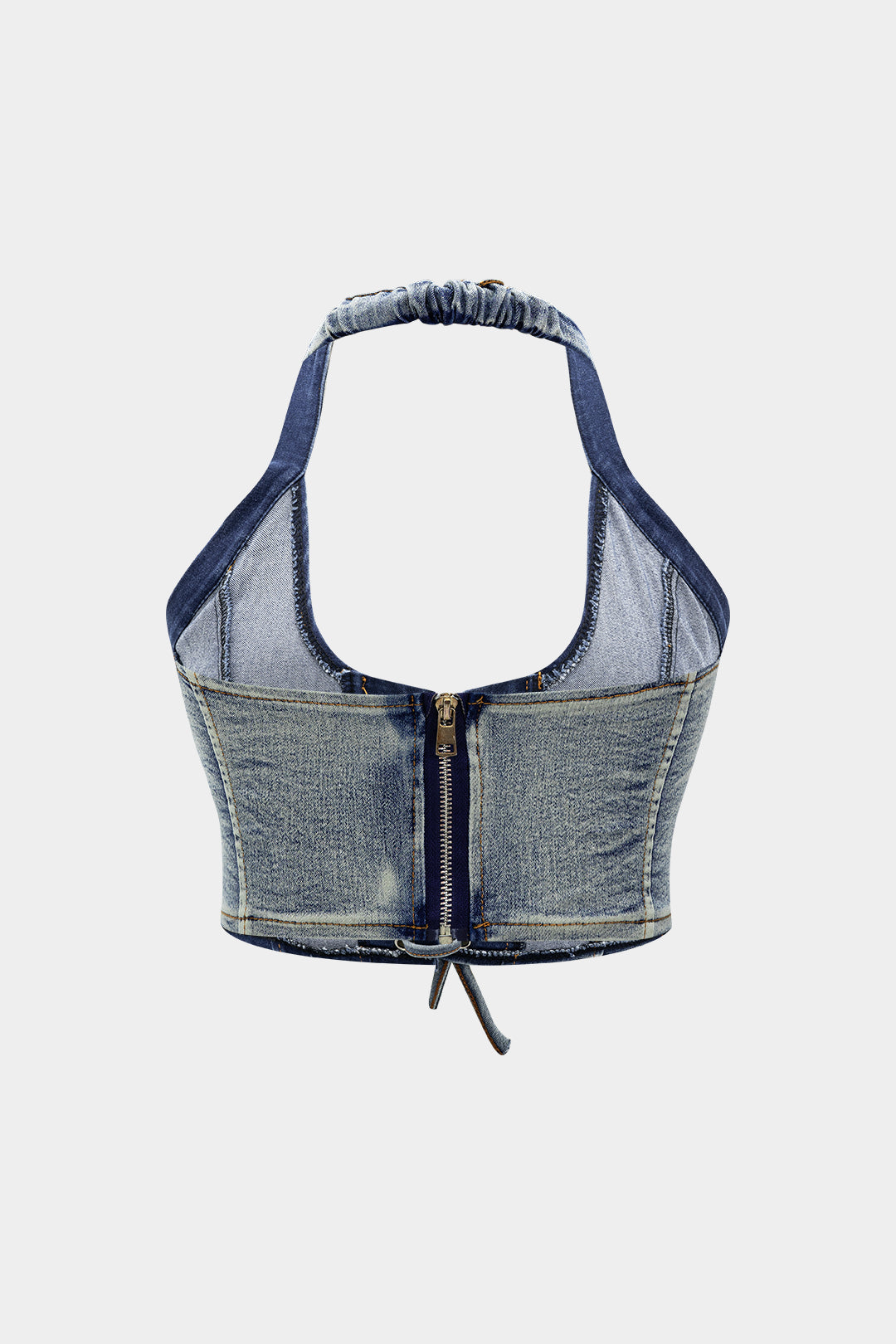 Denim Tie Up Halter And Mini Skirt Set