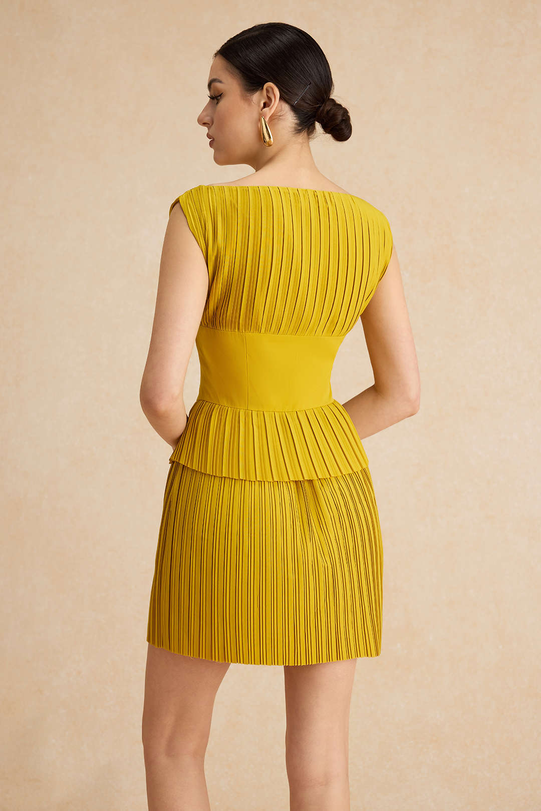 Pleated Patchwork Corset Sleeveless Mini Dress