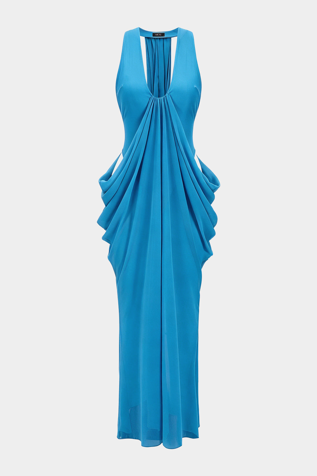 Mesh Patchwork Halter Neck Sleeveless Maxi Dress