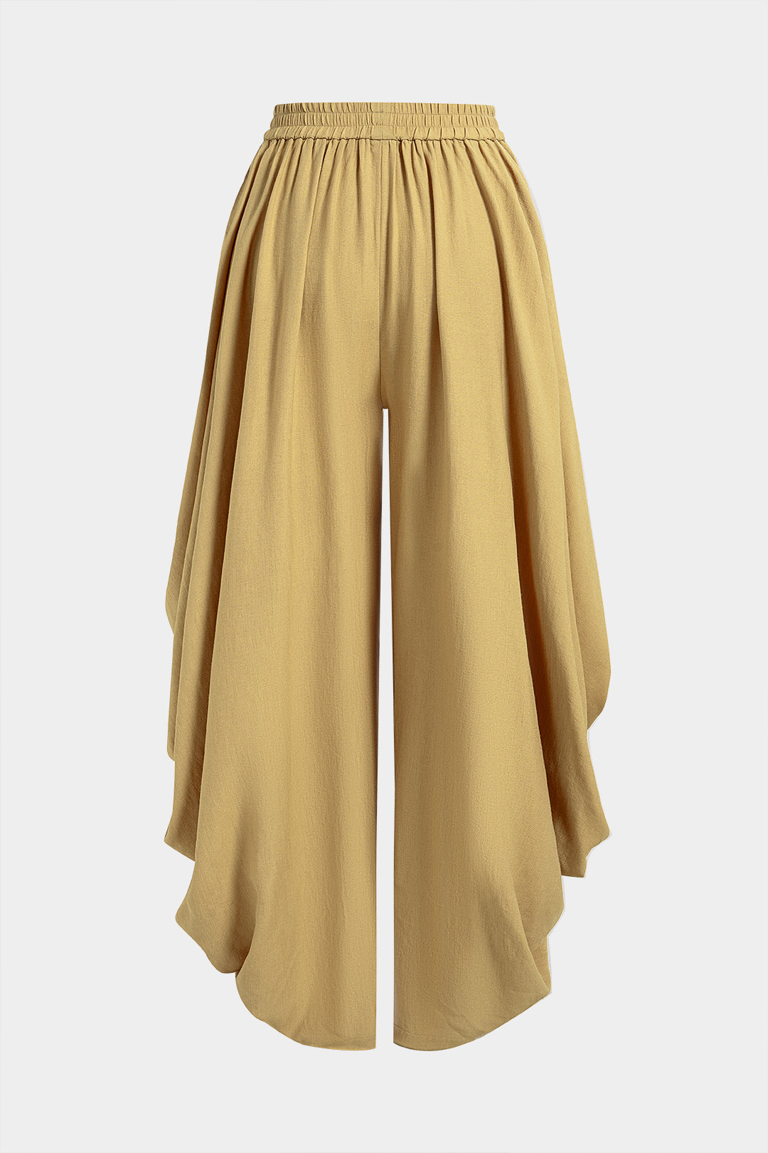 Linen Tie-Up Ruched Shirred Waistband Pants