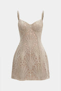 Lace Bustier Zipper Sleeveless Mini Dress