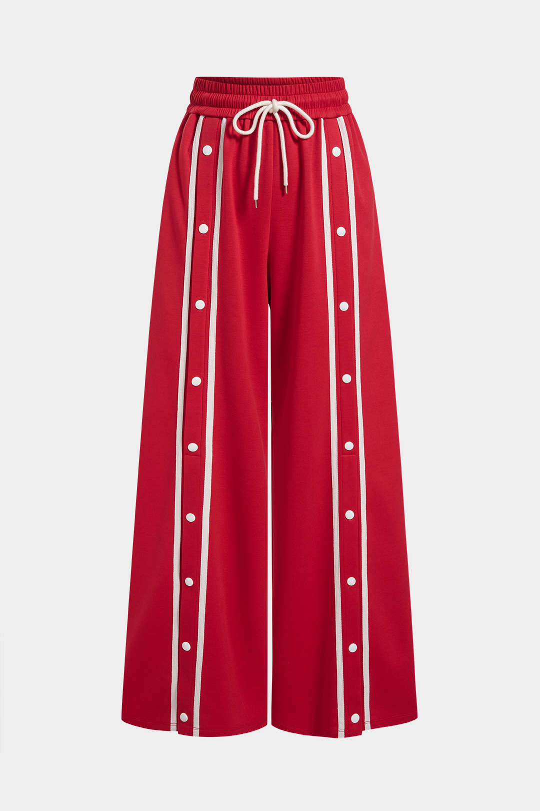 Contrast Tie-Up High Waist Wide Leg Pants
