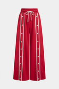 Contrast Tie-Up High Waist Wide Leg Pants