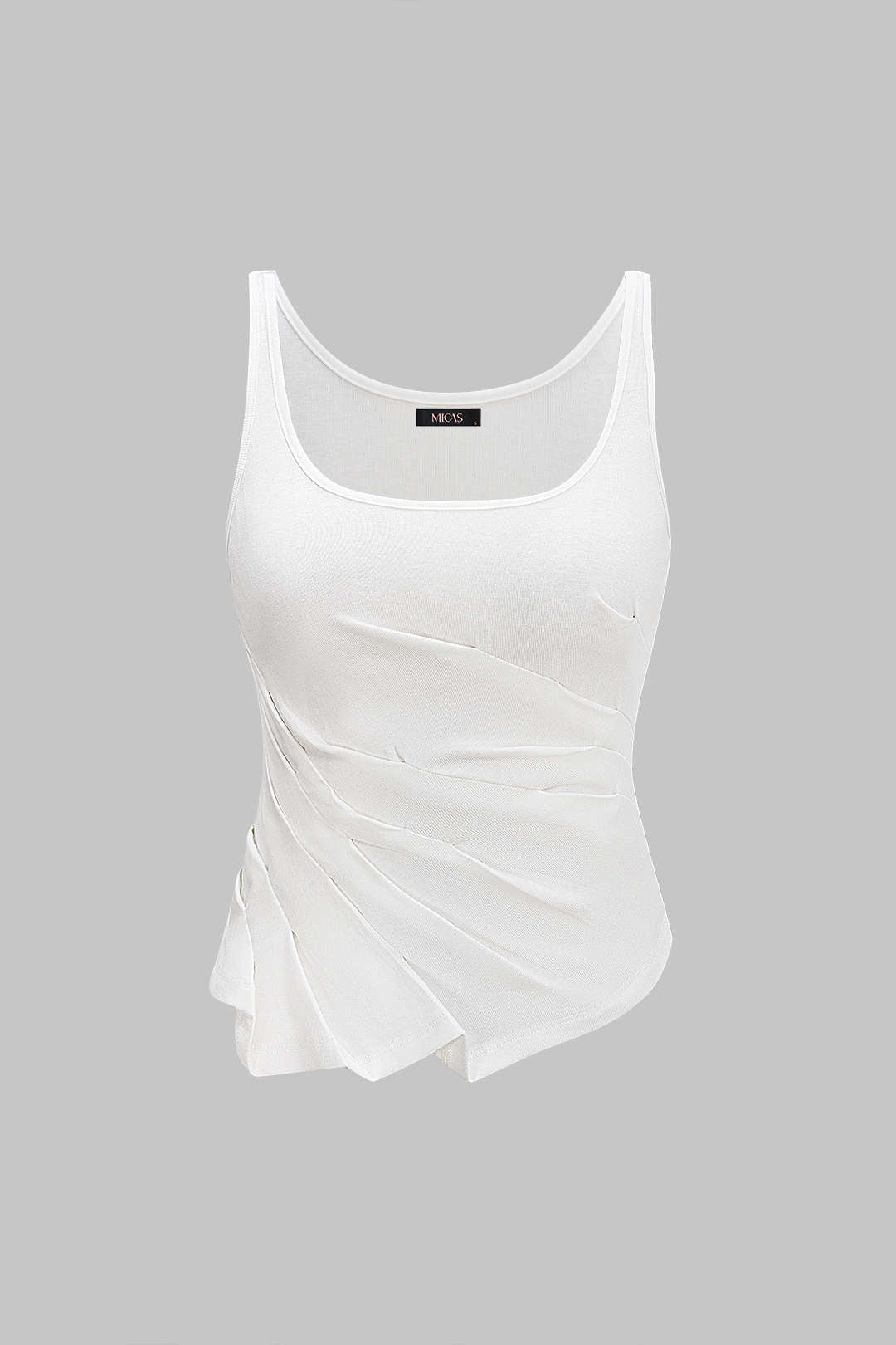 U-Neck Asymmetrical Ruched Tank Top