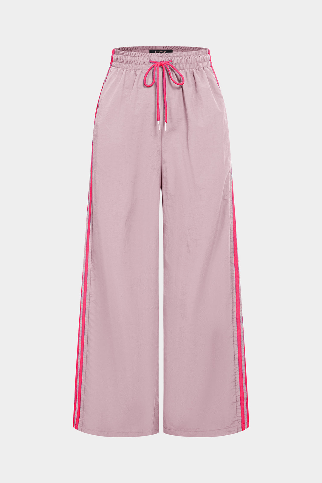 Contrast Drawstring High Waist Wide Leg Pants