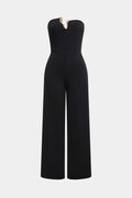 Irregular Metallic Strapless Wide Leg Jumpsuit