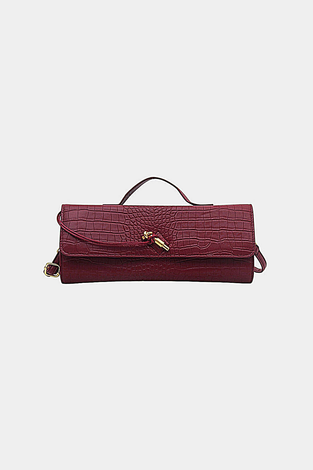 Crocodile Pattern Metallic Lock Clutch Bag