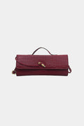 Crocodile Pattern Metallic Lock Clutch Bag