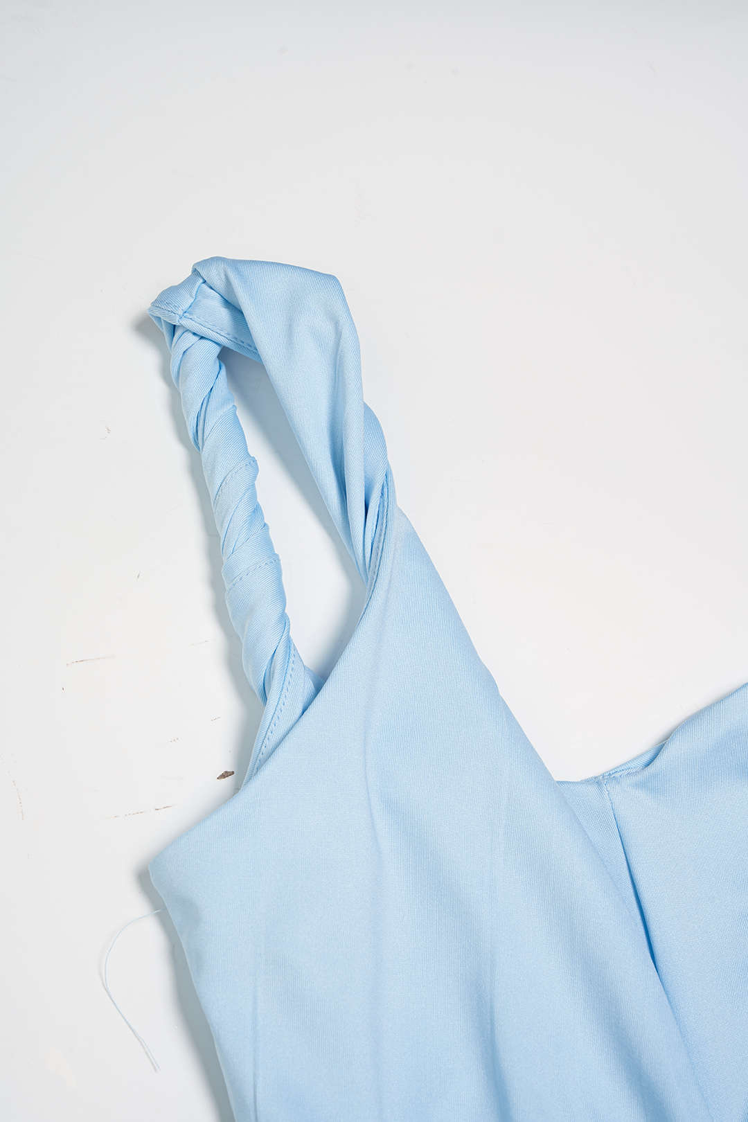 V-Neck Twist Knot Ruched Sleeveless Midi Dress