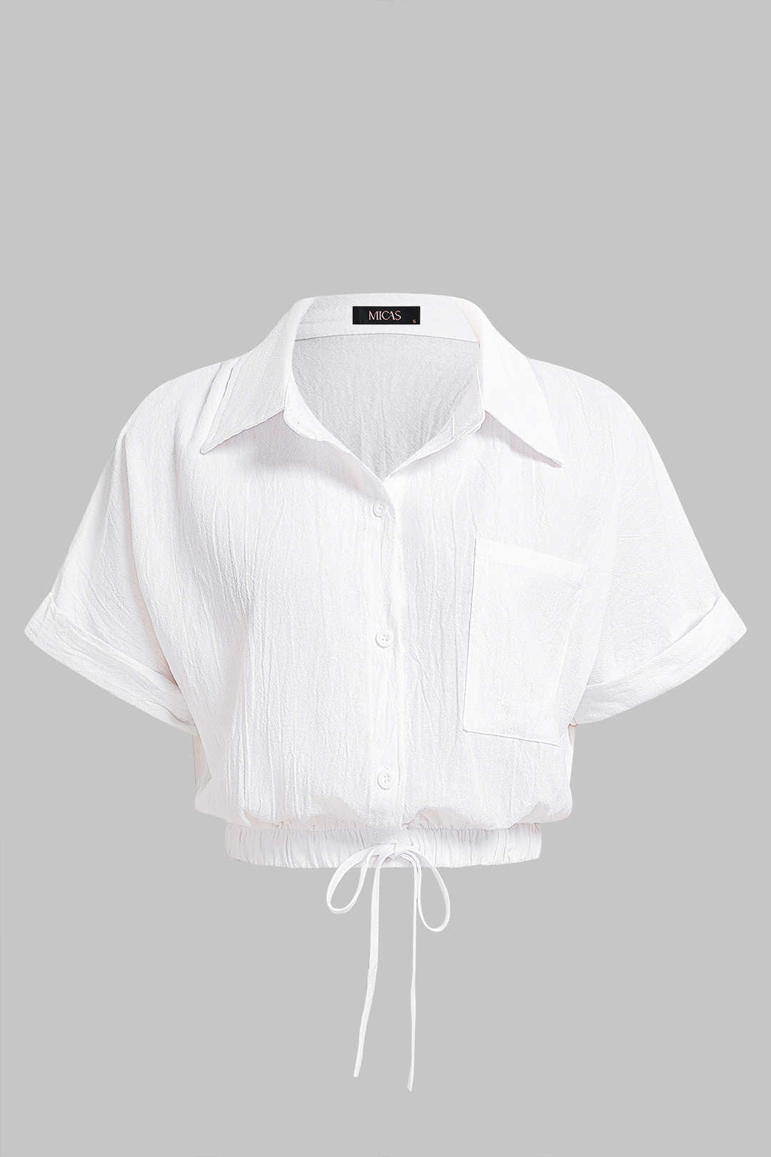 Lapel Drawstring Short-Sleeve Shirt
