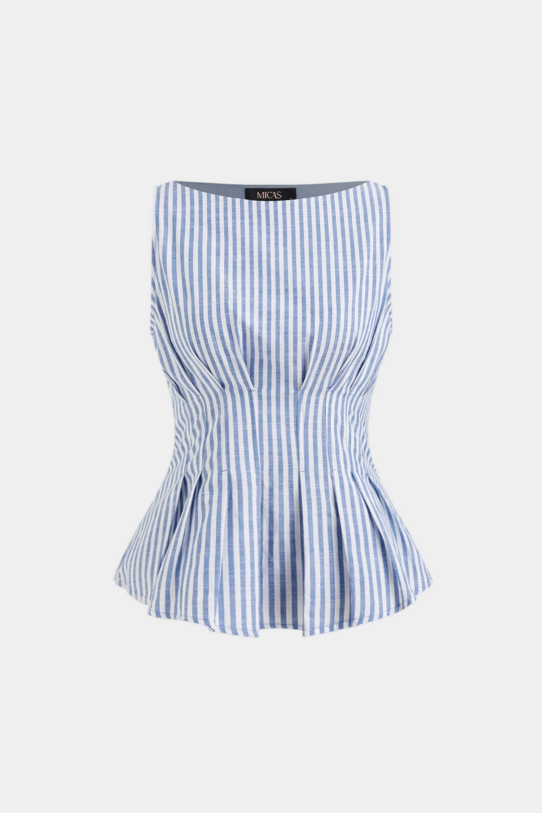 Stripes Print Round Neck Ruched Tank Top