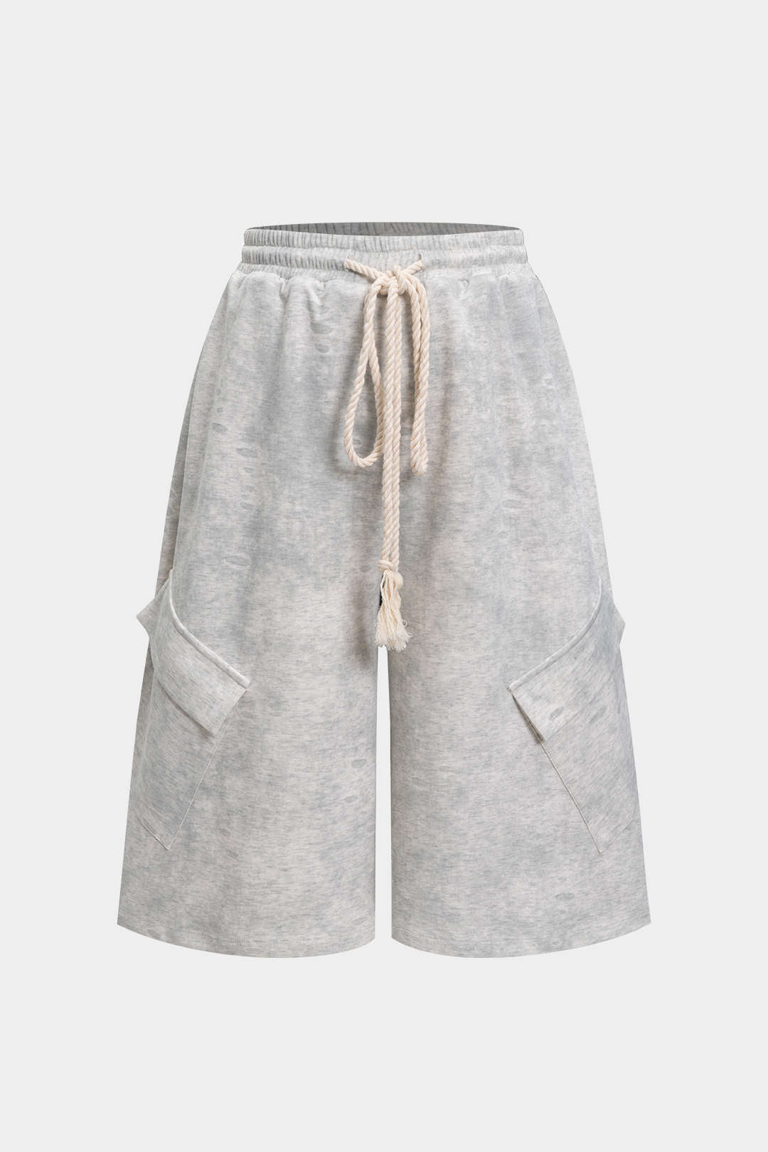 Washed Tie-Up High Waist Shorts