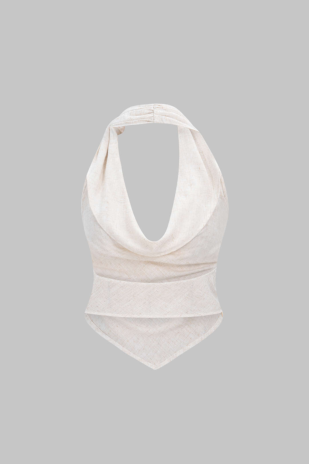Halter Draped Cowl Neck Backless Ruched Sleeveless Top